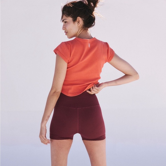 NWOT FREE PEOPLE MOVEMENT GOOD KARMA RUNNING SHORTS IN OXYBLOOD COLOR - Picture 3 of 7